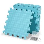 CraftyManor 9 PCS Blocking Mats for Knitting & Crochet Projects, Crochet Blocking Mat with 50 T- Pins, Knitting Board and Pins (Blue 9PCS)