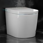 Hindware Automate Imperial Smart Toilet | Adjustable Dryer | Heated Seat | Remote Control & Dual Flush | Nozzle Self-Cleaning | Foot Sensor Flush | Ceramic Floor-Mount EWC S-300 Trap | Star White