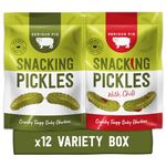 Serious Pig Snacking Pickles Selection Box, Crunchy Baby Gherkins Chilli and Original Flavours, Healthy Snacks (12x 40g)