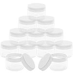 BELLE VOUS Small Containers with Lids (12 Pack) - 150ml Cosmetic Pots/Travel Pots for Toiletries - Mini Plastic Bottles with Screw Lids - Travel Cream Pots/Travel Jars for Lotions, Makeup & More