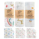 BelleStyle Muslin Swaddle, Soft Bamboo Cotton 120cm x 120cm Large Baby Swaddle Wrap Receiving Blankets for Newborns Infant Shower Gift Set - 47"x 47", 3 Pieces