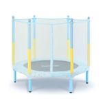 LeJump 55''/52" Trampoline for Kids Aged 1 to 8, 4.5FT Toddler Trampoline, Indoor Use, Includes Safety Enclosure Net and Anti-Skid Pad, Loading Capacity 80KG&50KG (Blue, 52inch)