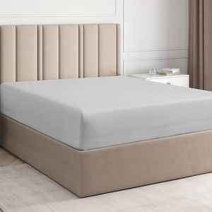 Drap-Housse - Dimensions 180 x 200 cm - 100% en Coton - Drap-Housse pour Matelas jusqu'à 30 cm de Hauteur - Literie de Haute qualité en Coton, 400 Fils - Certifié Oeko-TEX - Pack Simple - Gris Clair