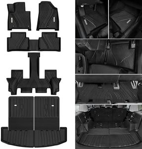 OEDRO Floor Mats & Trunk Mat with Backrest for 2024 2025 Hyundai Santa Fe (Not Hybrid) 6&7 Seat, TPE All Weather Floor Liner Santa Fe Accessories, Anti-Slip Back Seat Protector for Hyundai Santa Fe