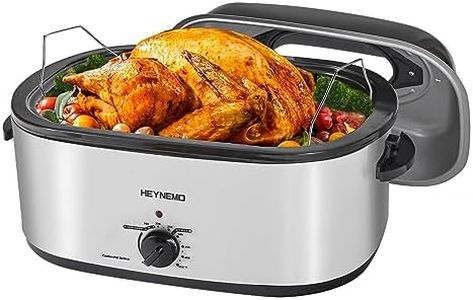 26 Quart Roaster Oven with Lid, Large Electric Rosater Turkey Roaster Oven with Removable Pan and Rack, Full-Range Temperature, Powerful 1450W Stainless Steel Roaster Oven, Food Warmer