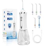 H2ofloss Water Flosser for Teeth Cordless, IPX7 Waterproof Oral Irrigator in 5 Modes, USB Recharged Water Dental Flosser with 30 Days Use, Gravity Ball for Upside Down Use, 300ml Water Tank (White)