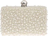 ZAKIA Women's Faux Pearl Beaded Evening Dress Bag Bridal Wedding Tote Party Wallet Clutch, Cream White, One Size