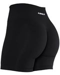 AUROLA Seamless Scrunch Short Women Workout Yoga Shorts High Waist Biker Shorts for Running Exercise (M, Black)