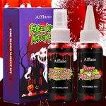 Halloween Makeup Fake Blood Spray 100ml, Realistic Fresh Fake Blood Splatter+ Dark Blood Drops, Washable Stage Blood Kit for Clothes Zombie Vampire Monster Costume Dress up SFX Special Effects Makeup