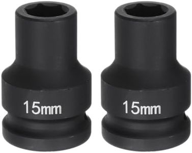 HARFINGTON 2pcs 6-Point Impact Socket 3/4" Drive 15mm Metric 40Cr Alloy Steel Spindle Axle Nut Impact Socket