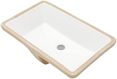 Lordear Undermount Bathroom Sink - 21x13 Inch Bathroom Vanity Sink Undermount Rectangle White Porcelain Ceramic Bathroom Under Counter Lavatory Vanity Sink Basin with Overflow