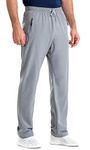 clothin Mens Workout Athletic Pants Elastic-Waist Drawstring Pants for Sport Exercise Travel,Quick-Dry,Stretchy,Light Grey,XL(37-41W x 32L)