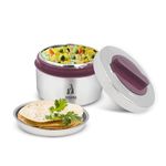 Dhara Stainless Steel Duplex Large PU Insulated Double Walled Food Tiffin Container 850ml Maroon | Airtight & Leakproof Food Lunch Container | Spill Leak Break Free | Hot & Warm Kids Tiffin Container