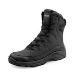 Bacca Bucci® 7-Eye Snow Boots for Men | Moto Inspired Mild Water Proof Boots | Model Name: Flame | Black, Size UK6