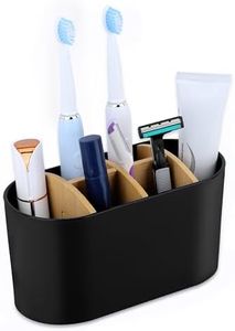 Belle Vous Set Portacepillos para Baño - Organizador con 6X Compartimentos para Cepillos de Dientes Utensilios y Accesorios - Juego Completo con Separadores de Madera de Bambu