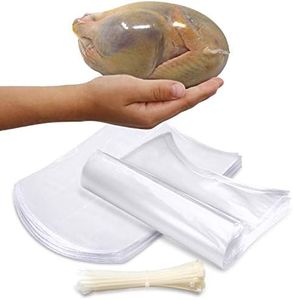 Poultry Shrink Bags - 50 Clear 10" x 16" for Whole Chickens or Rabbits w/ 50 zip ties included / 2.5 Mil / Freezer Safe / Commercial Grade / BPA / BPS Free