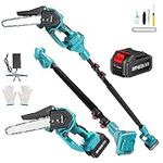 Seesii 2-in-1 Brushless Pole Saw & Mini Chainsaw, 8 Inch Mini Chainsaw Cordless with 4.0AH Battery, 2-in-1 Pruning Saw Telescopic Chainsaw, Automatic Oil System,Up to 4.57M, CH888