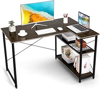 Tangkula L-Shaped Computer Desk with Reversible Shelves, 48 Inch Corner Computer Desk, Modern Writing Study Desk Home Office Workstation, Space Saving Design (48 Inch, Brown)