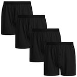 INNERSY Men's Underwear Trunks Jersey Cotton Boxer Shorts Black Pants Pack of 4 (L, 4 Black)