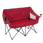 ARROWHEAD OUTDOOR Portable Folding Double Duo Camping Chair Loveseat w/ 2 Cup & Wine Glass Holder, Heavy-Duty Carrying Bag, Padded Seats & Armrests, Supports up to 500lbs, USA-Based Support