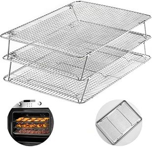 HIWARE Stainless Steel Stackable Cooling Rack for Baking, 3 Tier 12”x 16.5”,Oven & Dishwasher Salf and Fit Half Sheet,Wire Cooling Racks for Cookie, Pizza, Cake