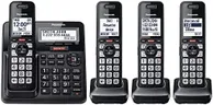 Panasonic Cordless Phone with Advanced Call Block, One-Ring Scam Alert, and 2-Way Recording with Answering Machine, 4 Handsets - KX-TGF944B (Black)
