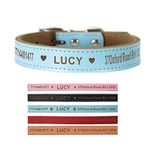 Leather Dog Collars Personalised Dog Collar Custom Collars for Pets Cat Puppy Dogs Blue Black Pink Red and 4 Sizes XS S M L (Blue XS)