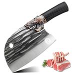 LONGQUAN Chefs Knife Professional Kitchen Knives 6.2" Handmade Serbian Chef Knife High Carbon Steel Meat Cleaver for Kitchen or Camping Outdoor