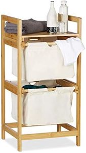 Relaxdays Centro de lavandería, Mueble para la colada, Deslizable, Portátil, 25L, 1 Ud., Marrón
