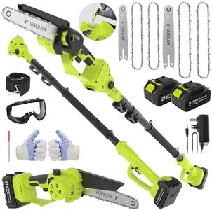 VOERJIA 2-in-1 Pole Chainsaw, 6"&8" Cordless Pole Saw, 6.73Ft High Branch Saw with Telescopic Pole, 2*4.0Ah Battery, Auto-Oiler, Tool-Free Adjustment, Brushless Electric Pole Saw Garden Tree Trimming