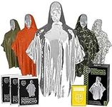 Swiss Safe Emergency Rain Ponchos (3-Pack), Reusable Mylar Poncho for Men, Women, Kids, Adults + Emergency Gold Thermal Blanket for Camping, Hiking, & Outdoors (Silver)