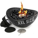 Firepit - Concrete Tabletop Fire Pit for Indoor and Outdoor - Multi-Fuel Fire Bowl - Small Personal Fireplace for Patio Balcony and Coffee Table - New Version - Black