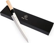 Sashimi Sushi Knife 25cm - Perfect Knife for Cutting Sushi & Sashimi, Fish Filleting & Slicing - Very Sharp Stainless Steel Blade & Traditional Wooden Handle + Gift Box