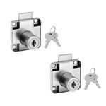 Rawk Stainless Steel 20 x 20 MM Cylinder Multipurpose Cupboard Locks for Wardropbe/Drawer/Cupboard Lock Set/Furniture Lock with 2-Keys(Pack of 2, Silver, with 2 Keys)