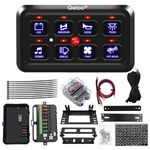 8 Gang Switch Panel Kit, 12V/24V Universal Circuit Control Relay System Touch Switch Box RGB Seven Colours with Automatic Dimmable On-Off Toggle Switch Panel for Car Truck RV Boat SUV