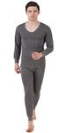 HAP Kings Quilted Thermal Set: V Neck Top + Trouser (Dark Grey) Winter Innerwear, 4XL