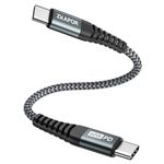 ZKAPOR USB C to USB C Cable Short 30CM, Type C to Type C Cable 60W Type C Charger Cable Fast Charging for iPhone 15/15 Pro Max, Samsung Galaxy S23 /S22, Pad Pro, Air, Huawei P40 /Mate 60, Pixel -Grey