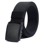 LionVII Men Nylon Belt Tactical Military Style with Plastic Buckle, Durable Breathable Canvas Web Strap Adjustable for Work Pants Below 46 Inch(Black)