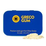 Greco Gum - Premium Mastic Gum Droplets - Hard Chewing Gum Promotes Jaw Exercise - Pure Resin Mastic Chewing Gum with Piney Flavor - Jaw Gum - 1 Tin (1.59 oz)