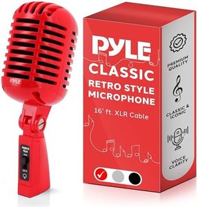 Pyle Classic Retro Dynamic Vocal Microphone - Old Vintage Style Unidirectional Cardioid Mic with XLR Cable - Universal Stand Compatible - Live Performance, In-Studio Recording - Pro PDMICR42R (Red)