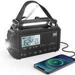 Emergency Radio,Solar Hand Crank Weather Radio,NOAA/AM/FM/Shortwave Rechargeable Radio with Reading Lamp and Flashlight,USB Charging Port,SOS,Earphone Jack,Battery Powered Portable Radio for Survival