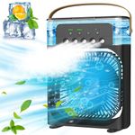 Portable Air Cooler - Portable Air Conditioner Small Quiet Personal AC,USB Powered Mini Desktop Cooling Misting Fan, 1/2/3 H Timer, 3 Speeds,360°Adjustment,for Office, Home, Room,Desk,Car - Black