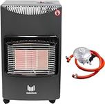 OptiProducts 4.2kw Calor Gas Heater Free Standing Butane Gas Heater Portable Heater with wheels comes + Hose and Regulator, Dark Grey (LQ-H002)