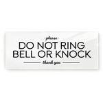 Reilly Originals 2x5 Inch Do Not Ring Bell or Knock, Acrylic Designer Plexiglass Sign ~ Ready to Stick ~ Premium, Durable