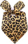 LunaMarie - Luxury Dog Bandanas - Cute Leopard Designs | Premium & Soft Poly Fabric | 100% Handmade Adjustable Shape Animal Print Pet Scarfs Small, Medium, Large (Leopard, Small)