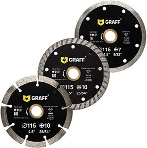 (3 Pack, 4 1/2 inches) GRAFF Diamond Blade for Angle Grinder - Diamond Cutting Wheel for Dry and Wet Cutting Stone, Marble, Granite, Brick, Masonry, Paving Flag, Concrete, Ceramic & Kerb