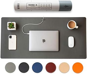 Nordik Leather Desk Mat Cable Organiser (Alaskan Grey 89 X 43 cm) Premium Extended Mouse Mat for Home Office Accessories - Felt Vegan Large Leather Desk Pad Protector & Desk Blotter Pads Decor