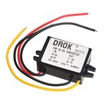 DROK DC-DC Micro Voltage Buck Converter 15-55V 24V 36V 48V to 12V 1.5A 18W Waterproof Step Down Power Supply Transformer Volt Inverter for Car Auto Motor Vehicle Automotive etc