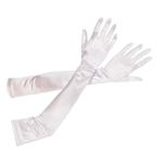 Long Gloves Fancy Dress for Women,White Satin Gloves for Opera Dresses Accessories/Prom Costume/Halloween Party Catwoman and Witches,Womens Evening Wedding Bridal Spandex Glove,Length 20.8 Inch