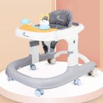 R for Rabbit Little Feet Sportz Baby Walker for Kids 9 to 18 Months for boy Girl Push Activity Walker with Music | (Grey White)
